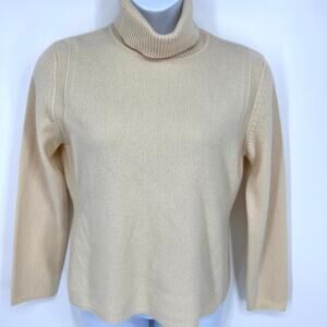Vintage Hathaway Platinum Italy 100% Cashmere Cream Turtleneck Sweater Size XL